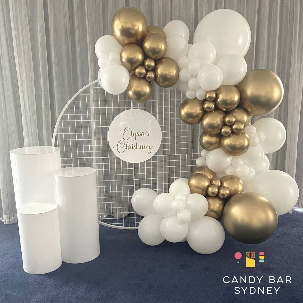 Small Round Plinth Hire 50cm x 30cm White Acrylic / Cake Stand